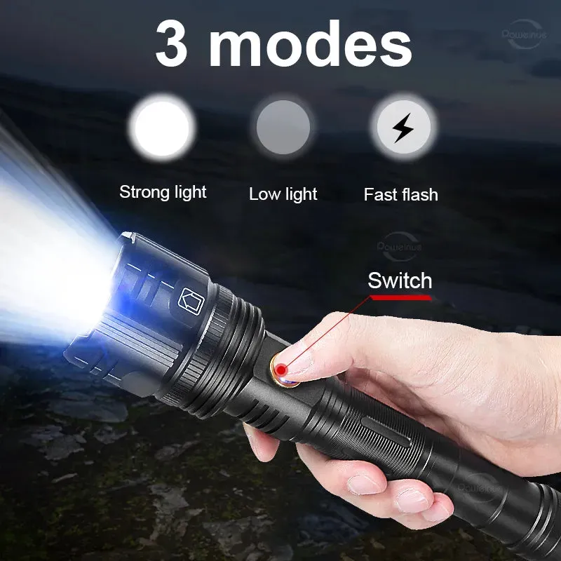 2023 Newest Most Powerful LED Flashlight 80 Watts USB Rechargeable Torch Light High Power Flashlight Tactical Lantern Hand Lamps