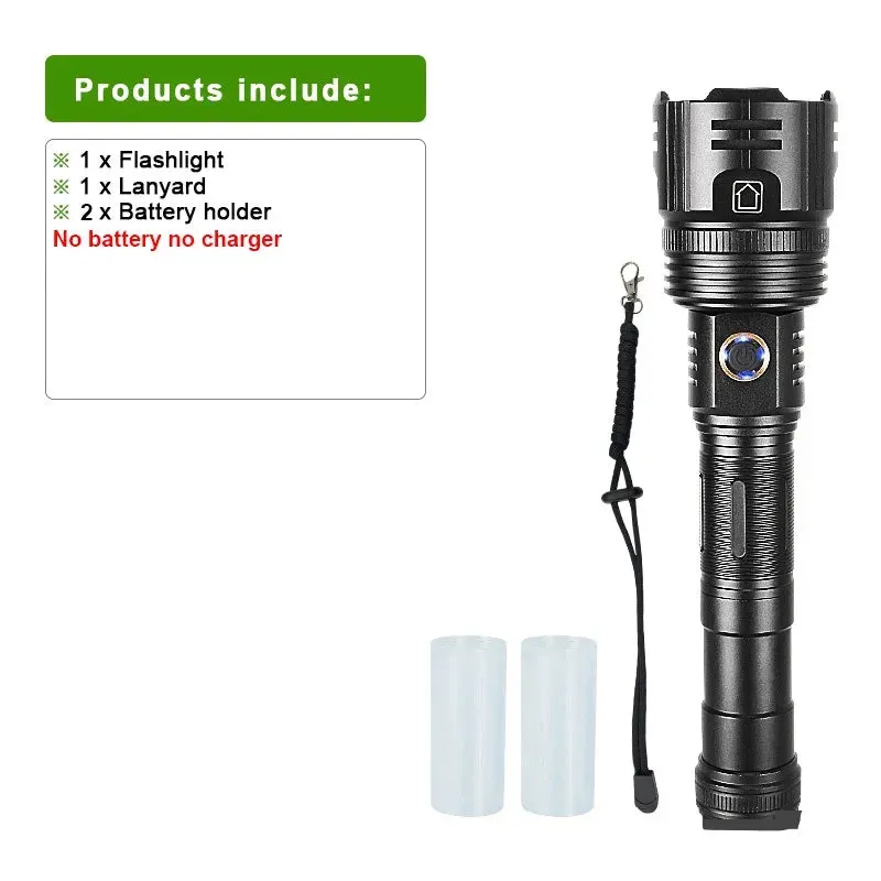 2023 Newest Most Powerful LED Flashlight 80 Watts USB Rechargeable Torch Light High Power Flashlight Tactical Lantern Hand Lamps