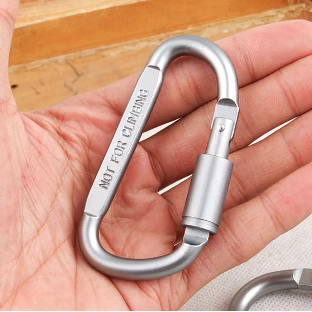 5Pcs Aluminum Alloy D Shape Carabiner Screw Lock Bottle Hook Buckle Hanging Padlock Key Chain Camping Hiking