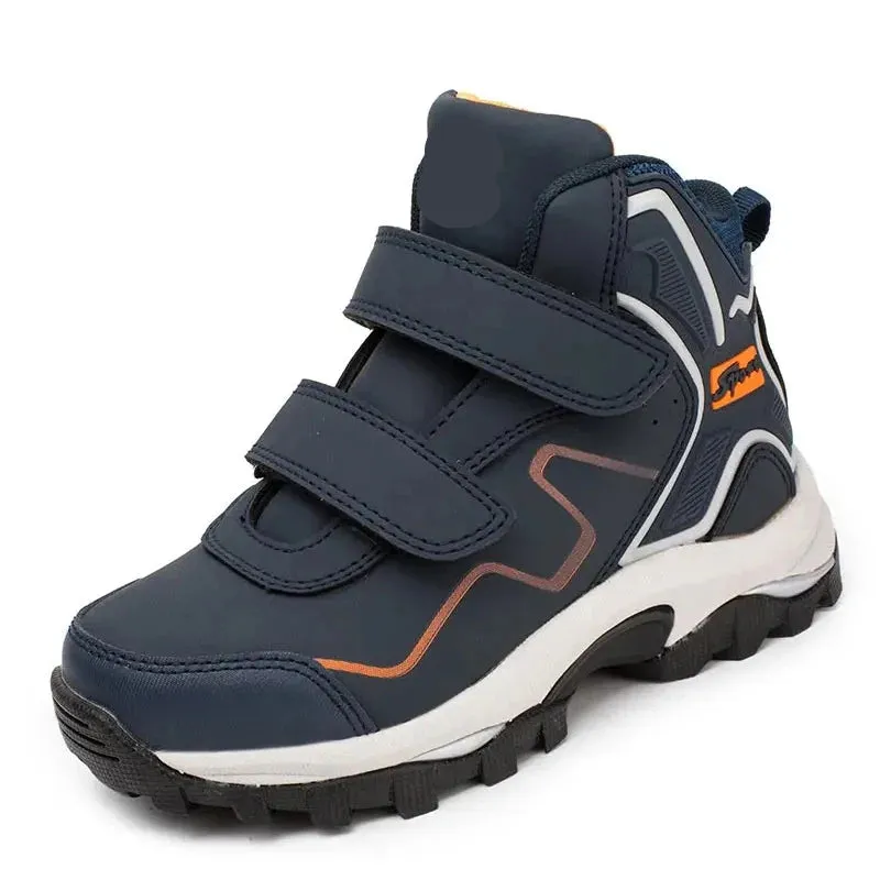 Anti-slip Kids Boys Ankle Boots with Motorcycle Hook and Loop