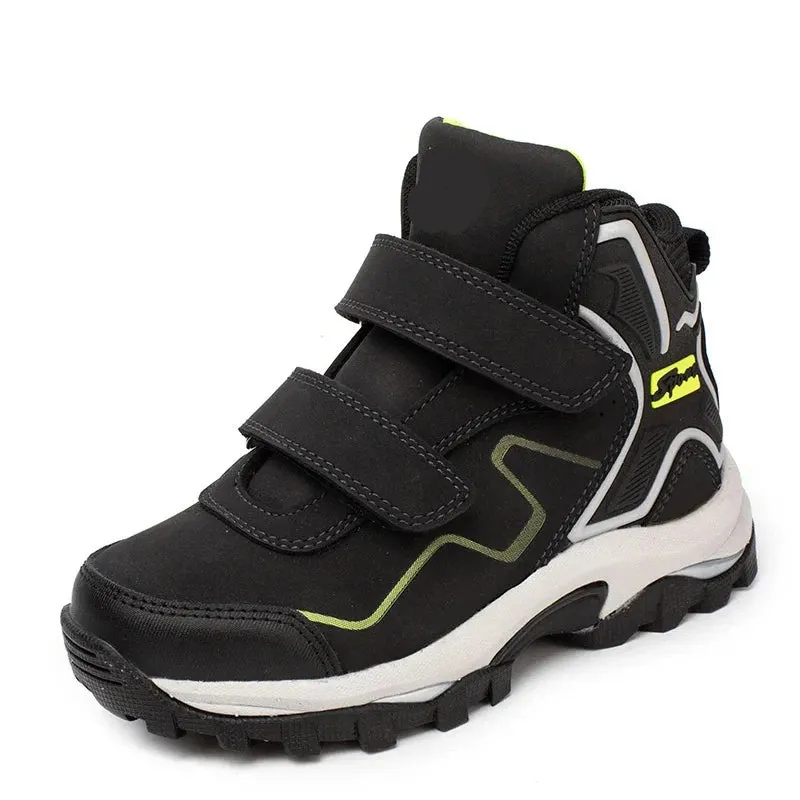 Anti-slip Kids Boys Ankle Boots with Motorcycle Hook and Loop