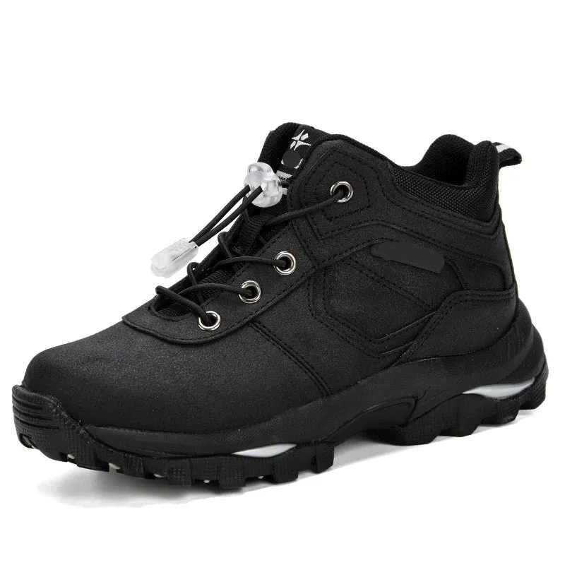 Anti-slip Kids Boys Ankle Boots with Motorcycle Hook and Loop