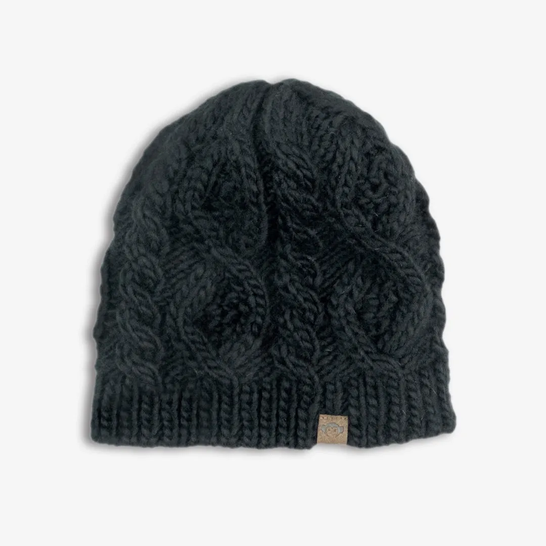 Bonnie Beanie | Black Cable Knit