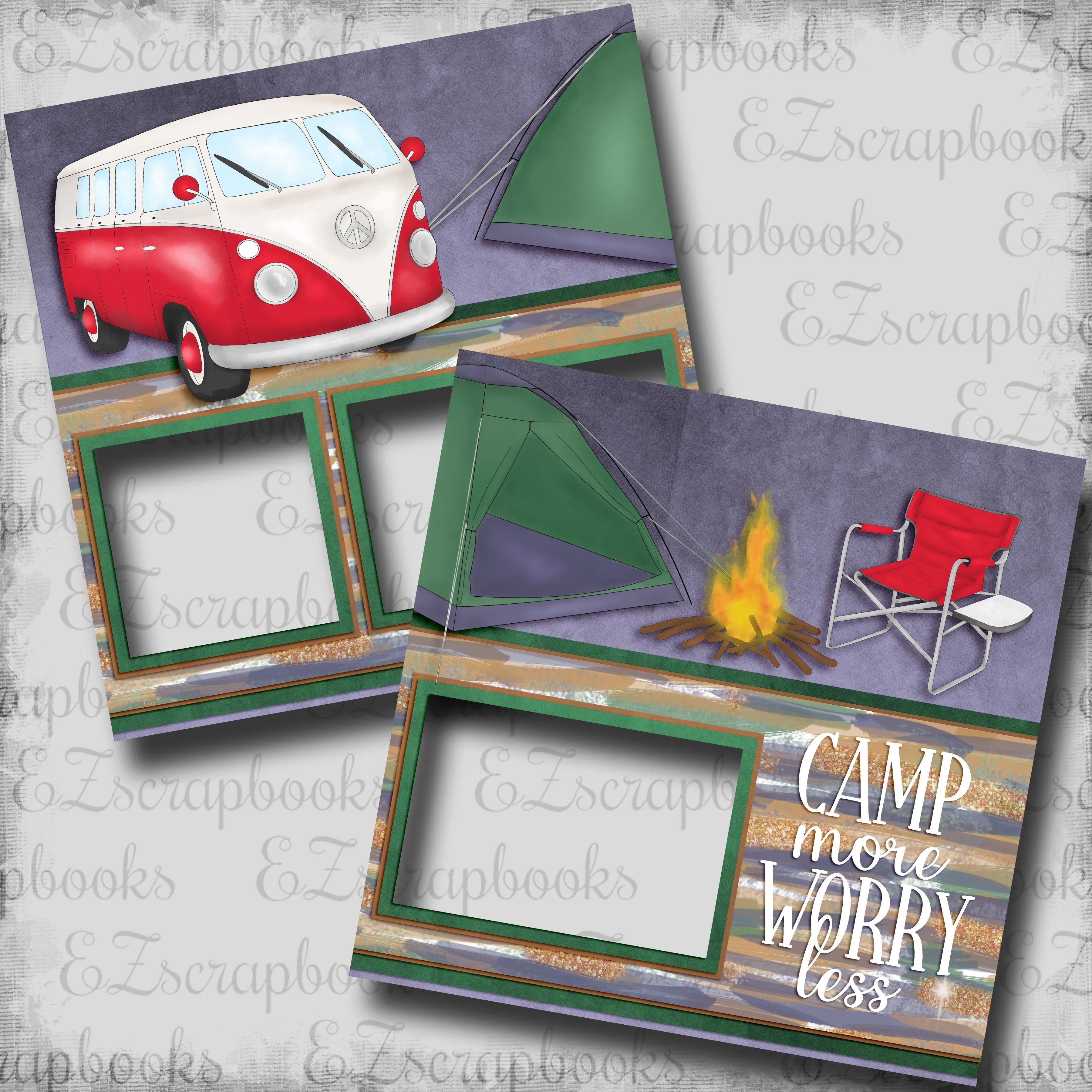 Camp More - Camping - EZ Digital Scrapbook Pages - INSTANT DOWNLOAD