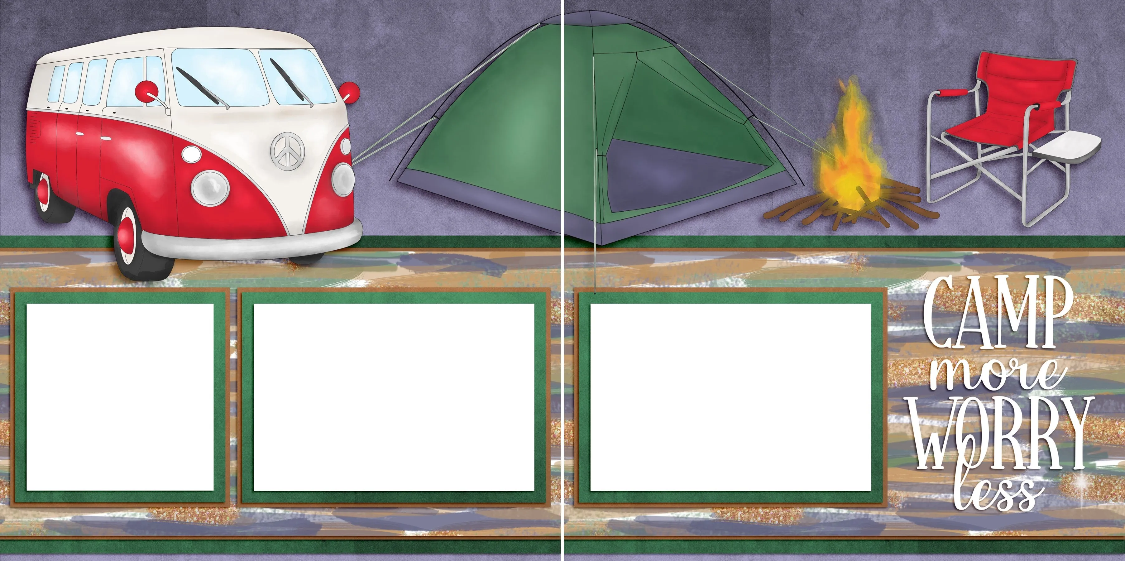 Camp More - Camping - EZ Digital Scrapbook Pages - INSTANT DOWNLOAD