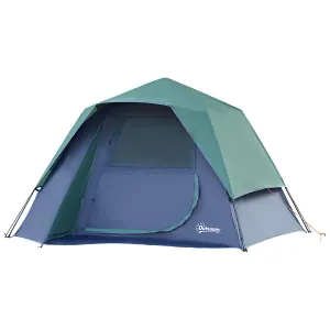 Fibreglass Frame 3/4 Person Lightweight Camping Tent Green