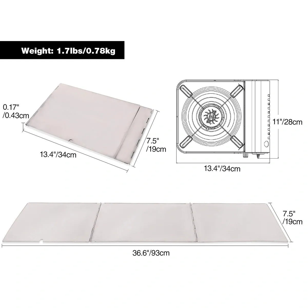 Folding Stainless Steel Stove Windscreen for Outdoor