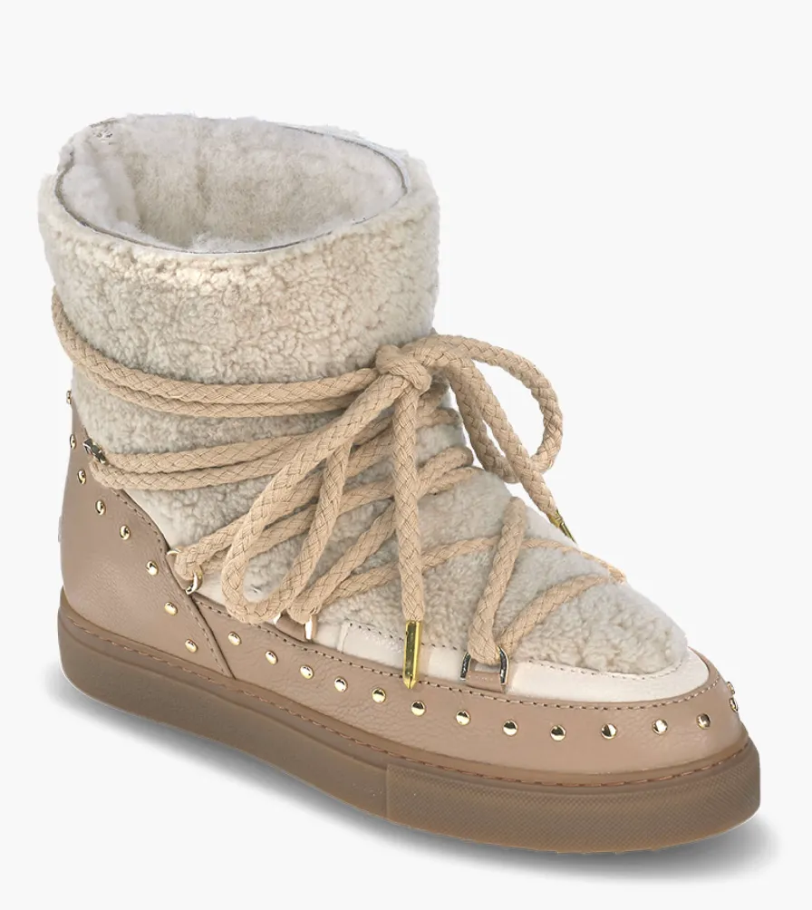 INUIKII Sneaker Curly Rock Wedges Beige Boots