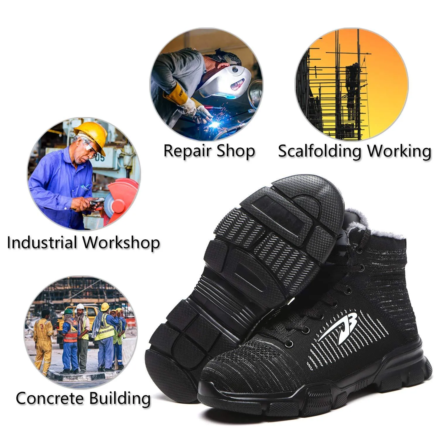 Men Steel Toe Boots Winter Warm Comfortable Industrial Construction Non-slip tennis work safety shoes