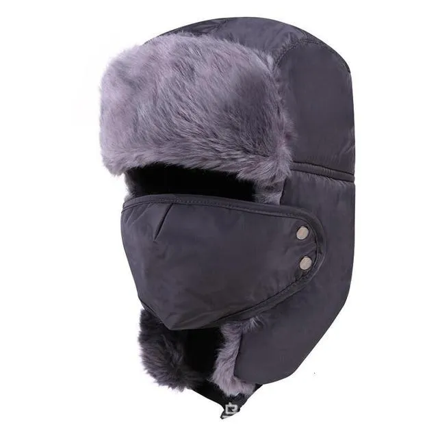 Men's Ear Protection Face Bomber Hats Thicker Plus Velvet Warm Woman Winter Hat Resist The Snow Male Bone Cap Ski Hat