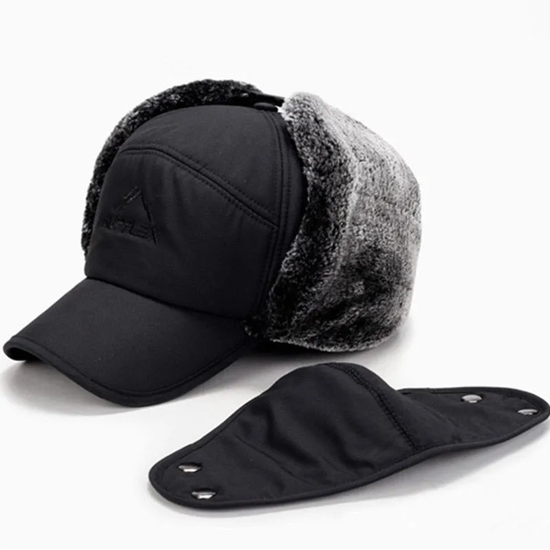 Men's Ear Protection Face Bomber Hats Thicker Plus Velvet Warm Woman Winter Hat Resist The Snow Male Bone Cap Ski Hat