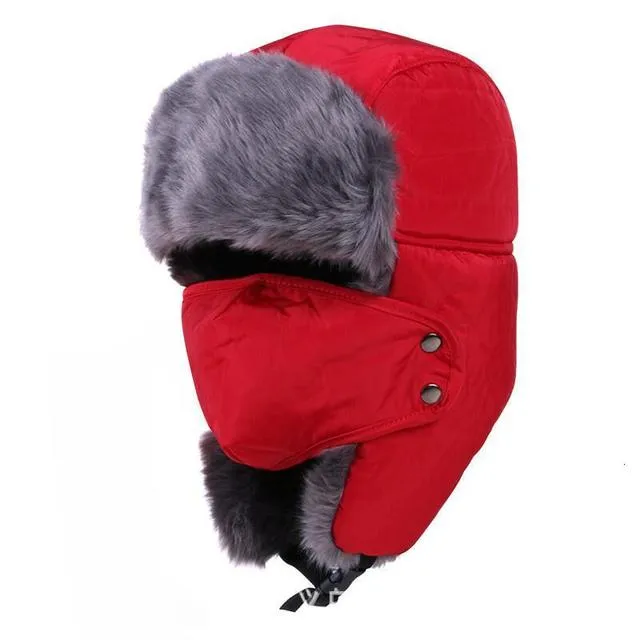 Men's Ear Protection Face Bomber Hats Thicker Plus Velvet Warm Woman Winter Hat Resist The Snow Male Bone Cap Ski Hat