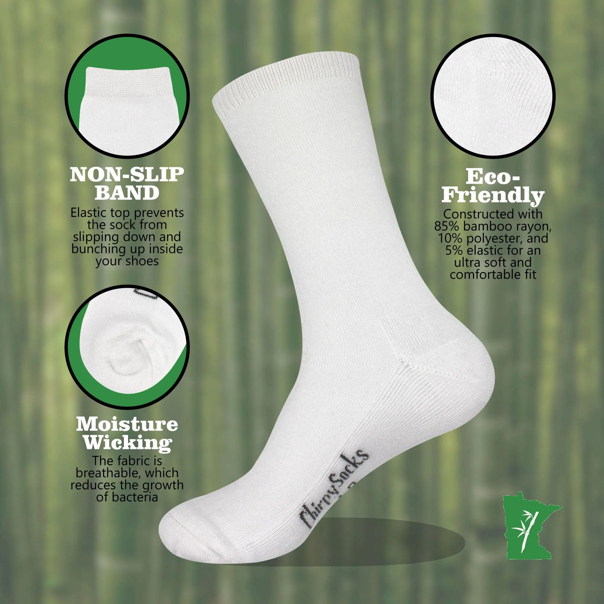 Men's Extra Thick Rayon from Bamboo Fiber Mid-Calf Socks - 4 Pair