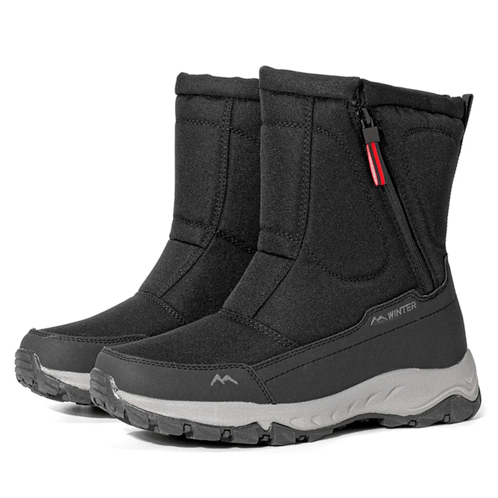 Men's winter snow boots side zip, waterproof, non-slip, wear-resistant, thick and velvety warm