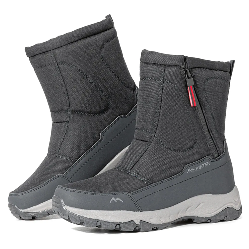 Men's winter snow boots side zip, waterproof, non-slip, wear-resistant, thick and velvety warm