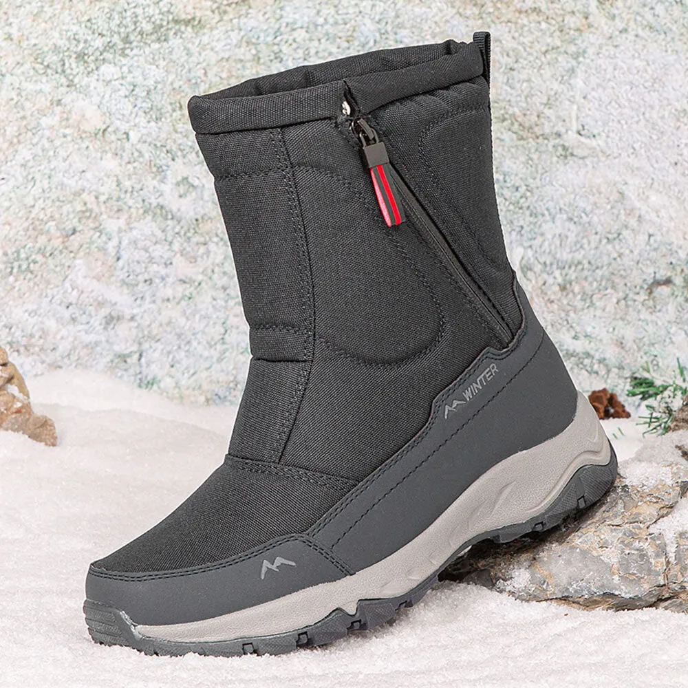 Men's winter snow boots side zip, waterproof, non-slip, wear-resistant, thick and velvety warm