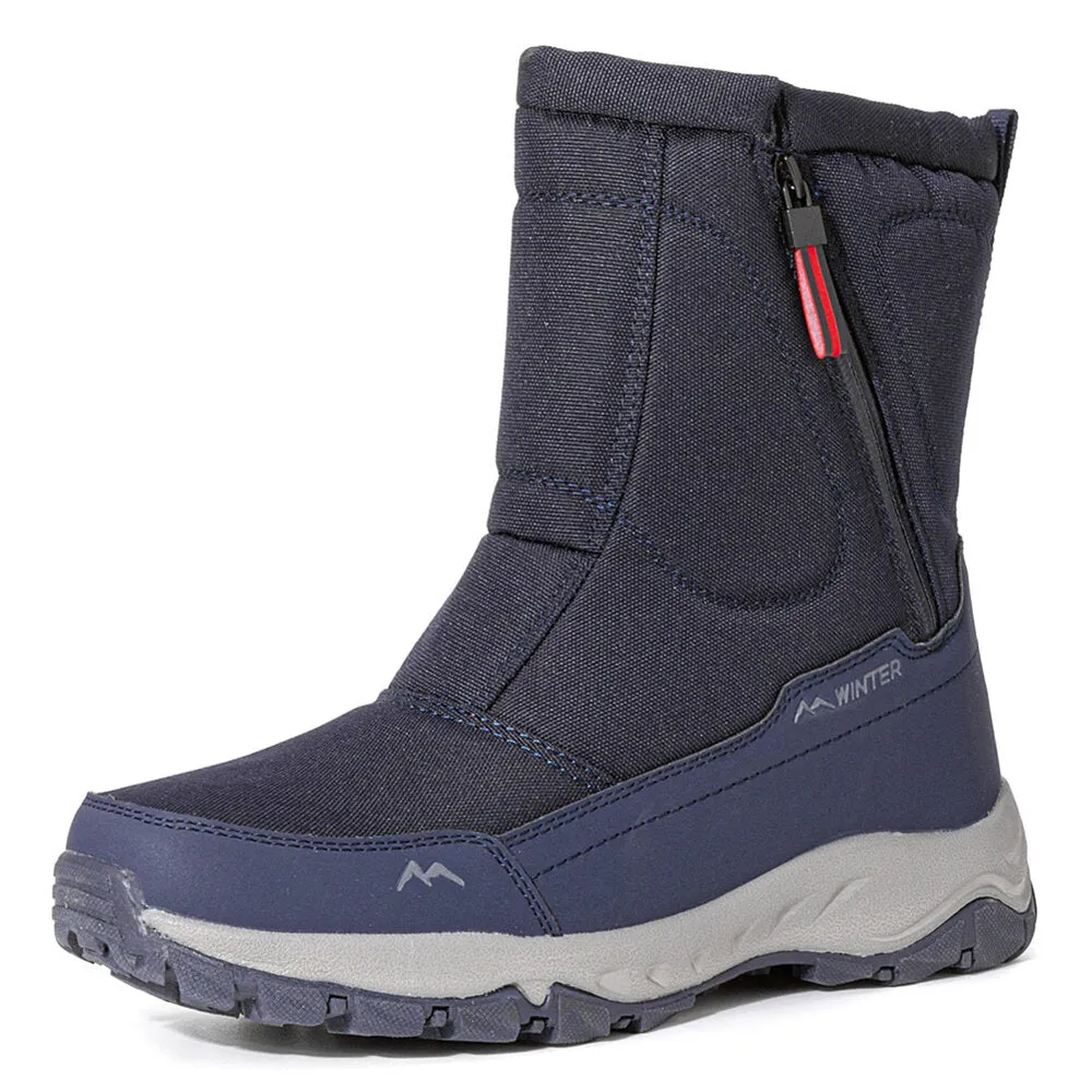 Men's winter snow boots side zip, waterproof, non-slip, wear-resistant, thick and velvety warm