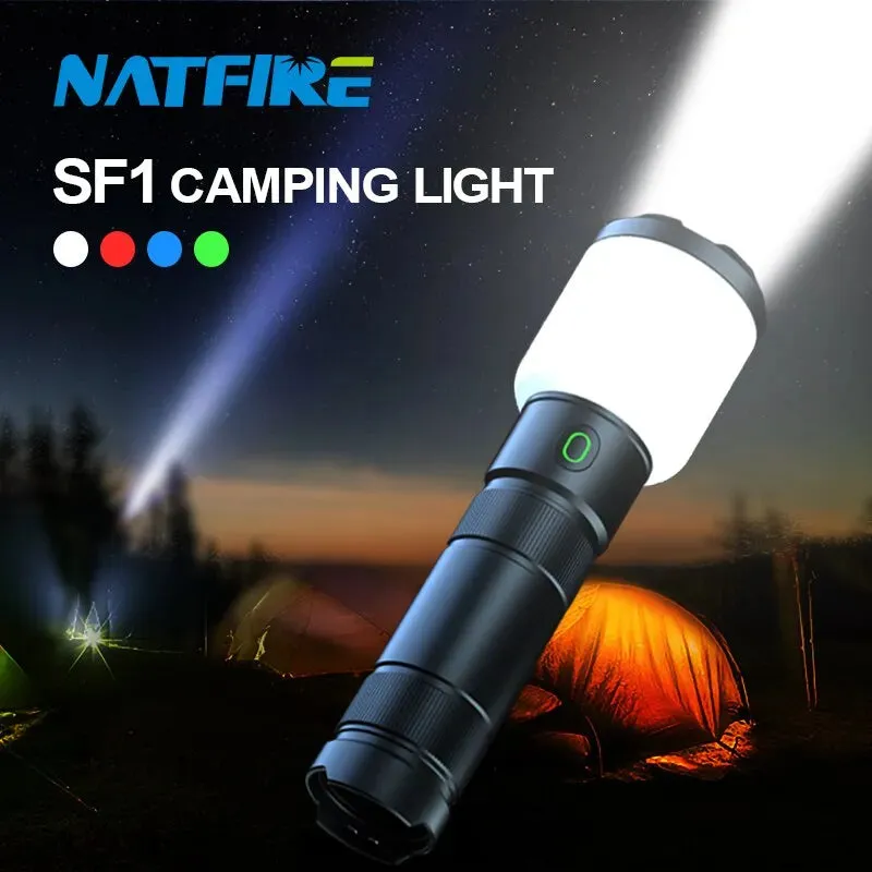 NATFIRE SF1 LED Camping Flashlight USB C Rechargeable Lamp 4 Color Waterproof Flashlight Portable Powerful Flashlights