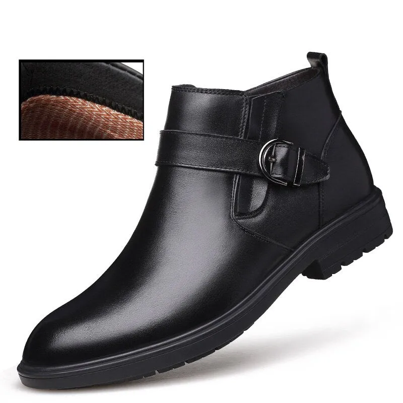 New Autumn Winter Shoes Men Boots Genuine Leather Shoes Warm Plush for Cold Winter Men Ankle Boots Cow Leather Footwear