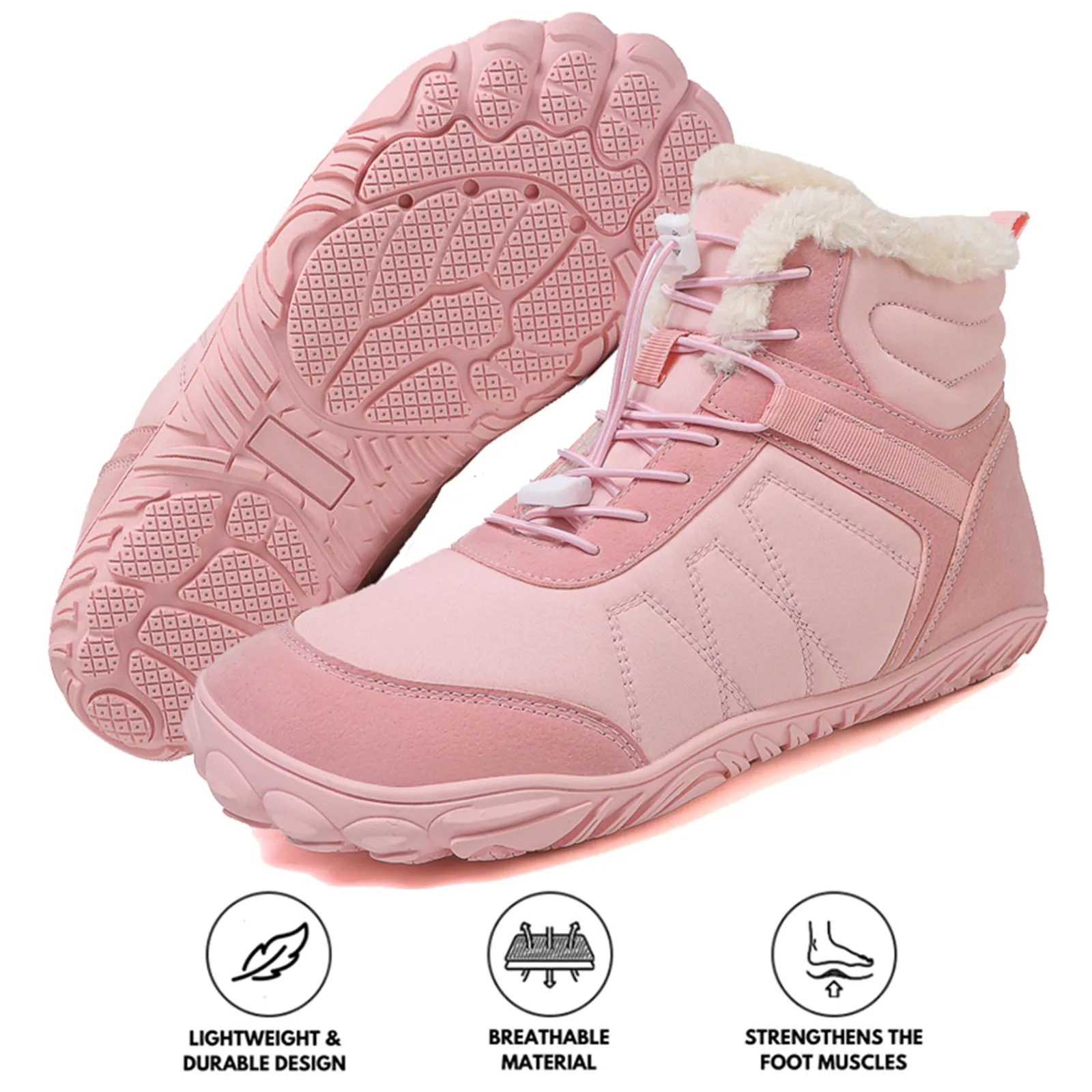 Outdoor Snow Boots Thick Sole Cotton Shoes Hiking Shoes Footwear Non-slip & Waterproof Winter Barefoot Shoe (Unisex)