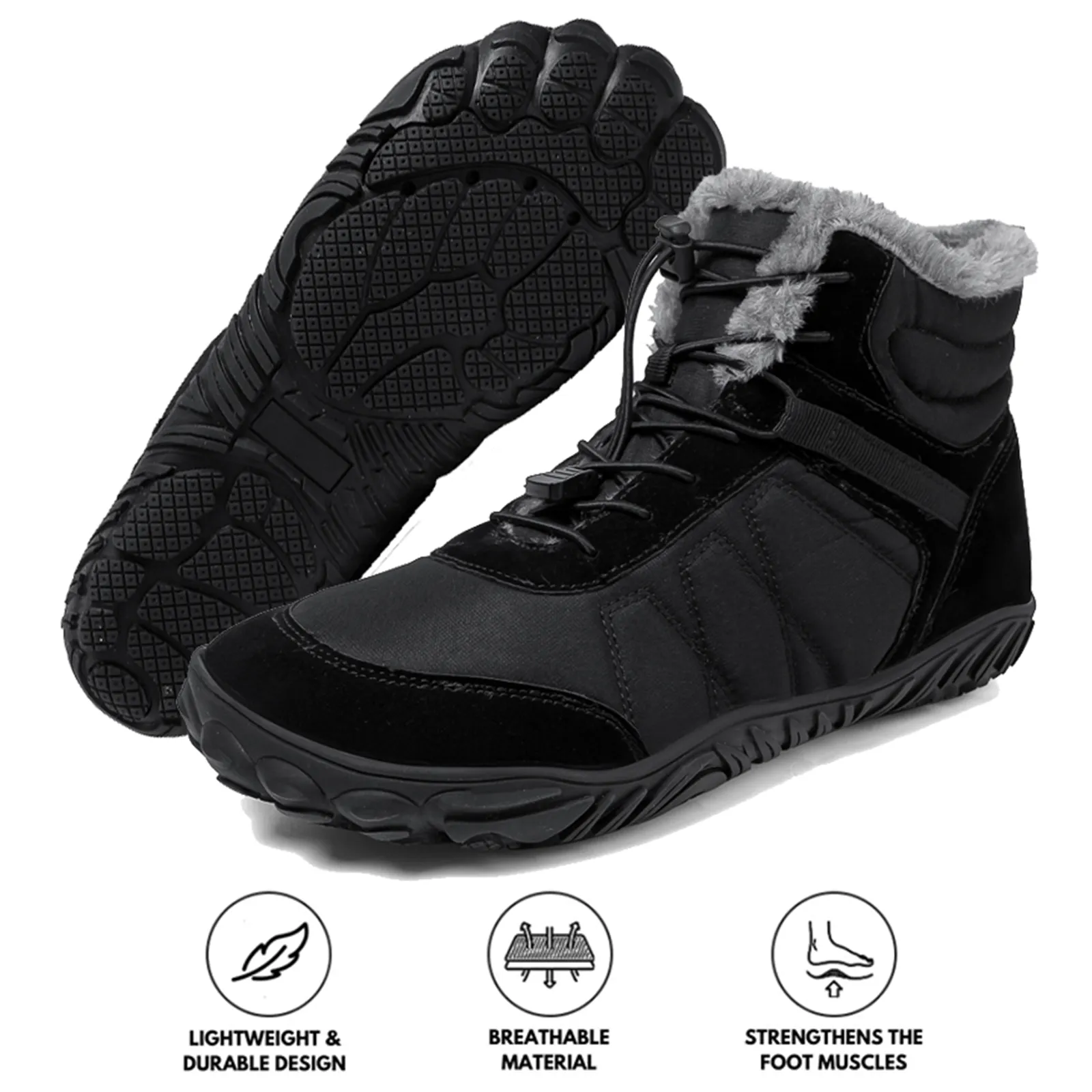 Outdoor Snow Boots Thick Sole Cotton Shoes Hiking Shoes Footwear Non-slip & Waterproof Winter Barefoot Shoe (Unisex)