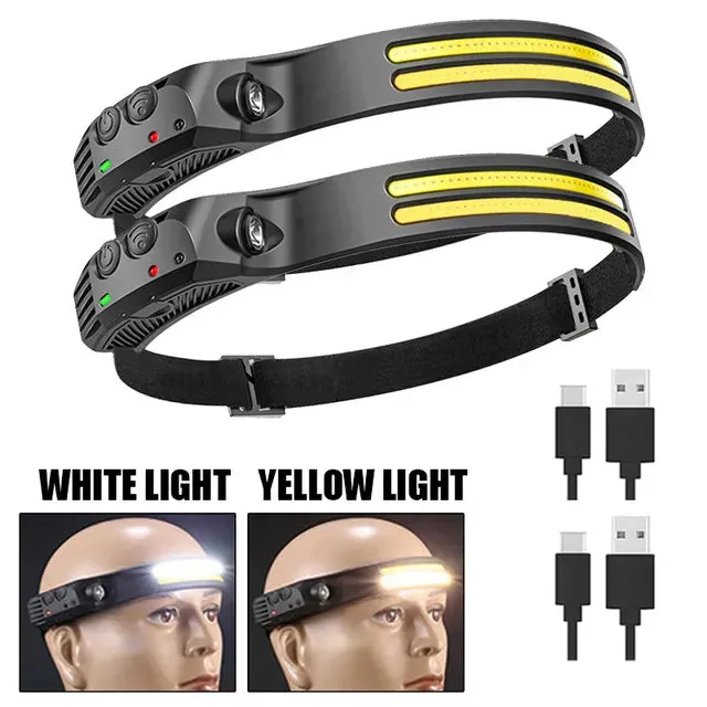 Powerful LED Induction Headlamp Built in Battery USB Rechargeable Waterproof Headlight Outdoor Night Running Camping Search Lamp