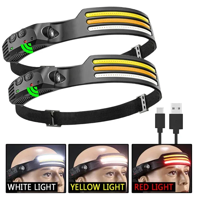 Powerful LED Induction Headlamp Built in Battery USB Rechargeable Waterproof Headlight Outdoor Night Running Camping Search Lamp