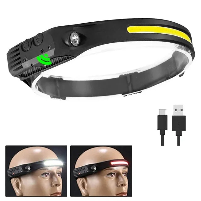 Powerful LED Induction Headlamp Built in Battery USB Rechargeable Waterproof Headlight Outdoor Night Running Camping Search Lamp