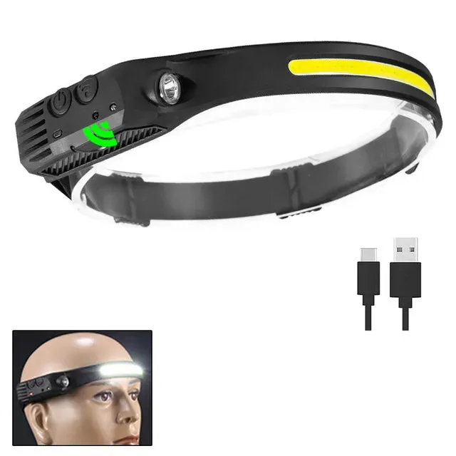 Powerful LED Induction Headlamp Built in Battery USB Rechargeable Waterproof Headlight Outdoor Night Running Camping Search Lamp