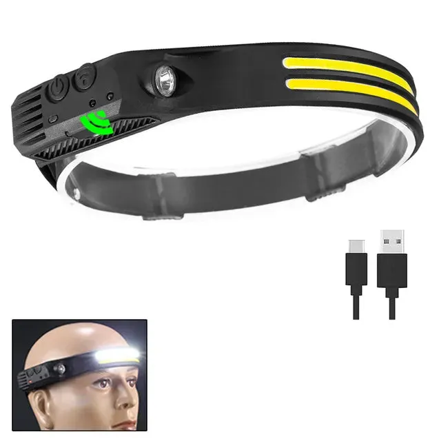 Powerful LED Induction Headlamp Built in Battery USB Rechargeable Waterproof Headlight Outdoor Night Running Camping Search Lamp