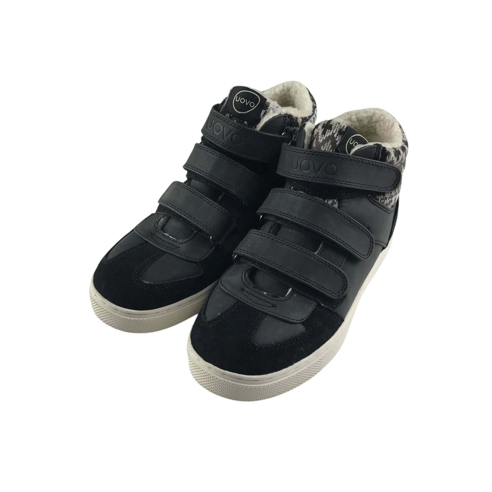 Uovo trainers shoe size 5 black high tops with loop and hook straps