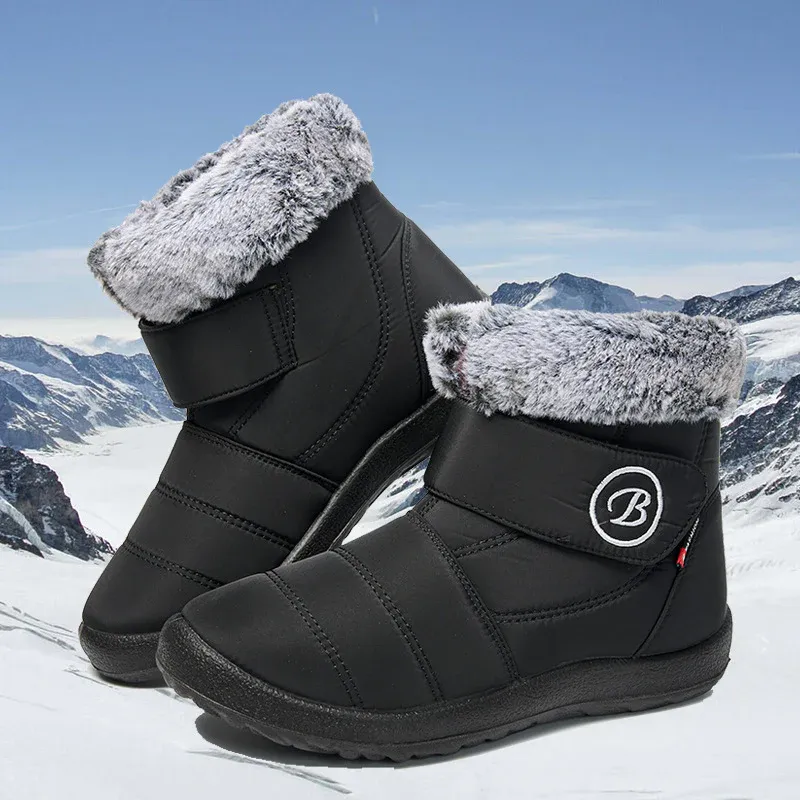 Women's Snow Boots Winter Shoes with Fur Lined Warm Slip-On Boots for Women Waterproof Booties Comfortable Outdoor Anti-Slip Shoes