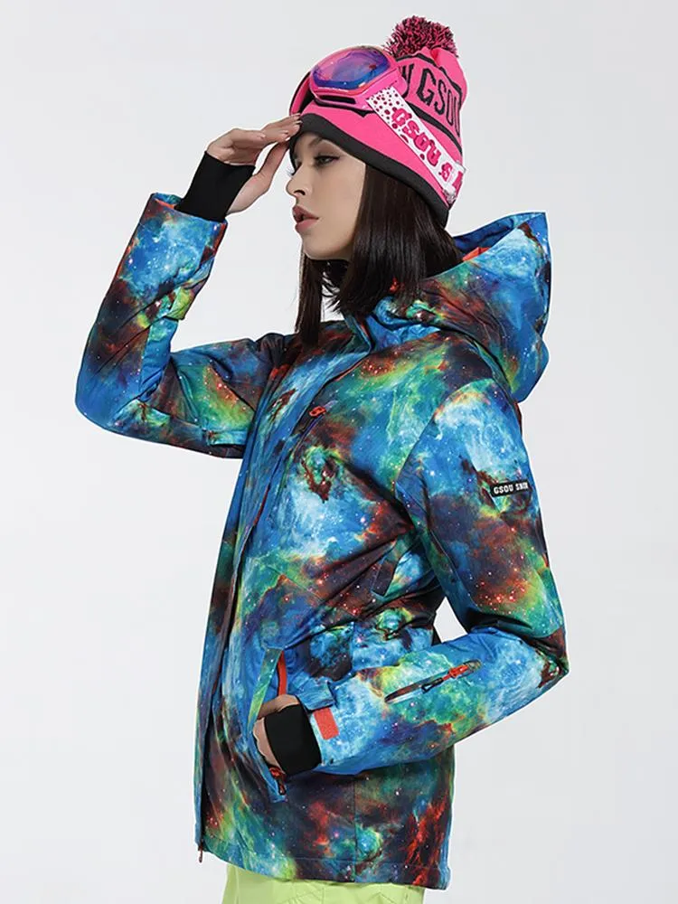 Women's Thermal Warm Waterproof Windproof Colorful Ski Jacket