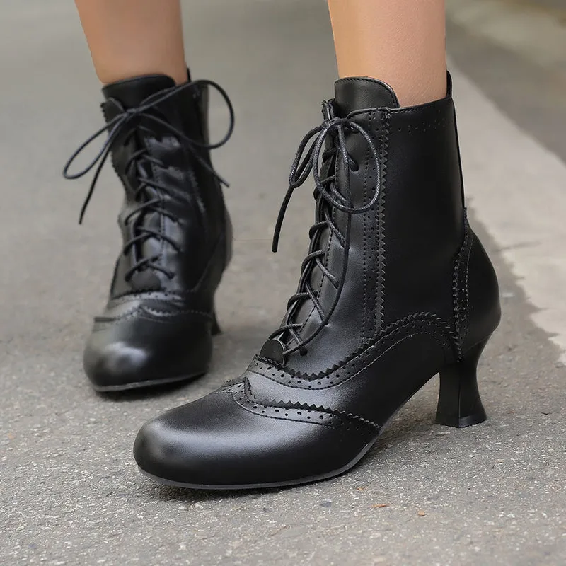 Women's Victorian-Style Lace-Up Ankle Zip Boots