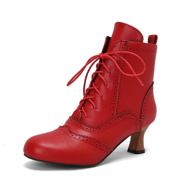 Women's Victorian-Style Lace-Up Ankle Zip Boots