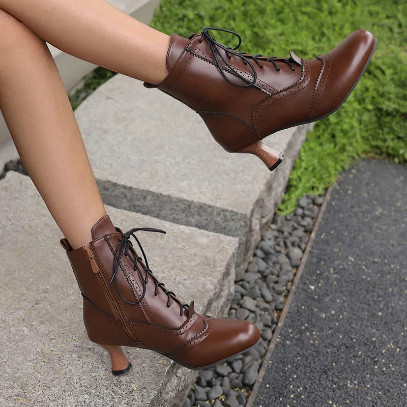 Women's Victorian-Style Lace-Up Ankle Zip Boots