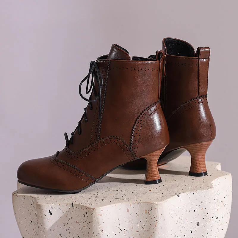 Women's Victorian-Style Lace-Up Ankle Zip Boots