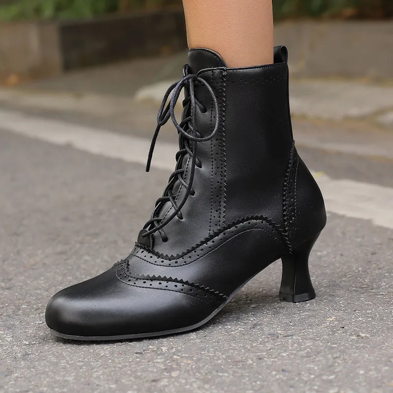 Women's Victorian-Style Lace-Up Ankle Zip Boots