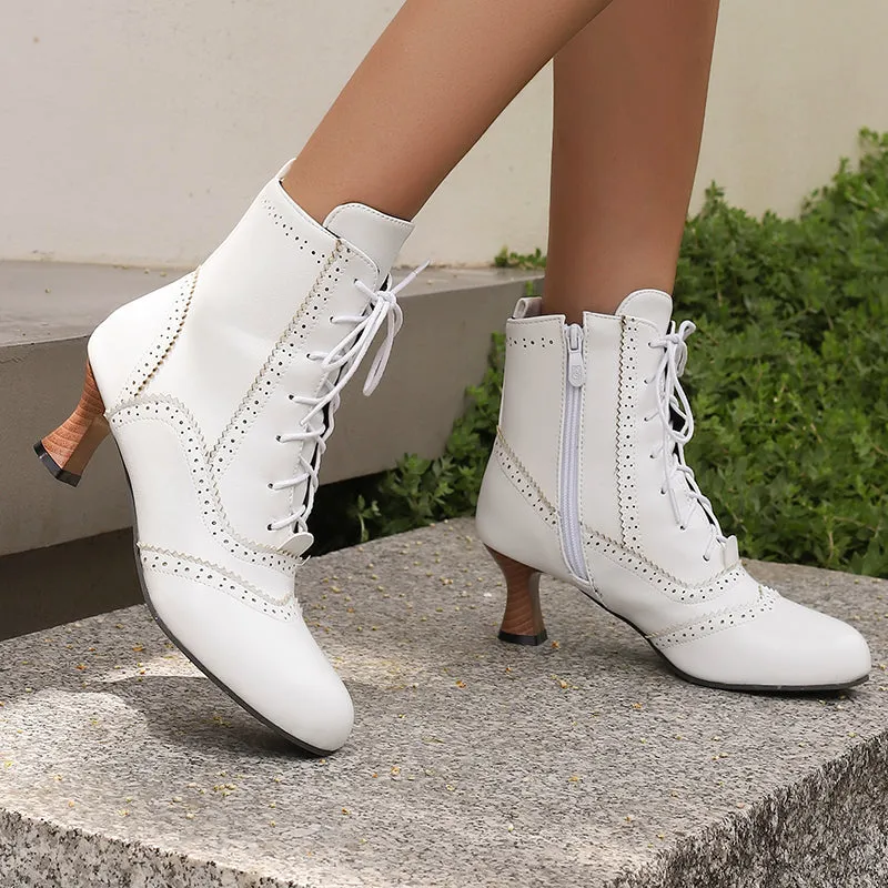 Women's Victorian-Style Lace-Up Ankle Zip Boots