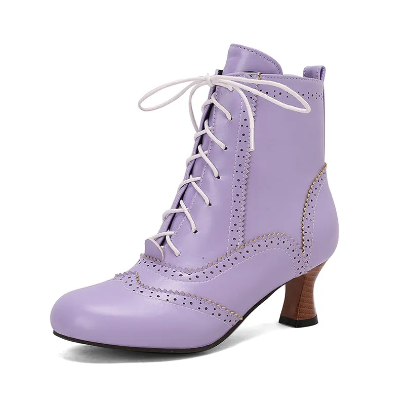 Women's Victorian-Style Lace-Up Ankle Zip Boots