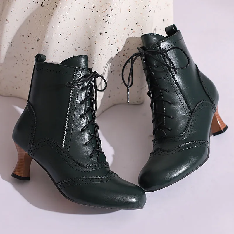 Women's Victorian-Style Lace-Up Ankle Zip Boots