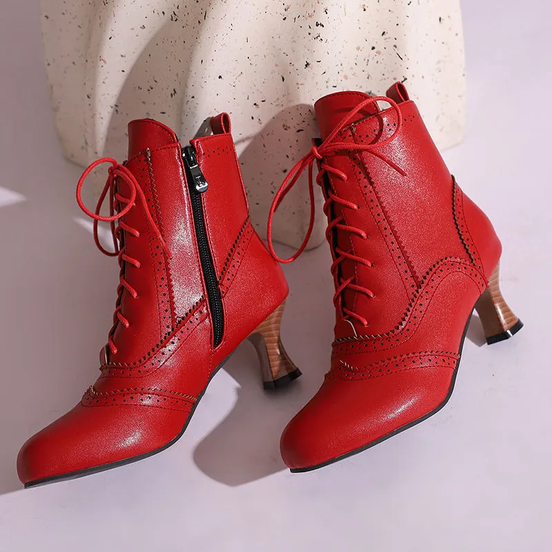 Women's Victorian-Style Lace-Up Ankle Zip Boots