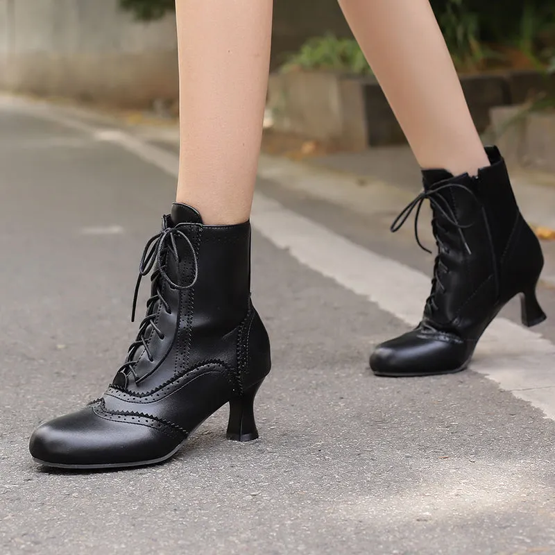 Women's Victorian-Style Lace-Up Ankle Zip Boots